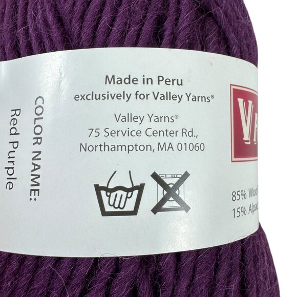Valley Yarn Berkshire Lot of 4 Skeins Red Purple Wool & Alpaca Made in Peru - Picture 5 of 6